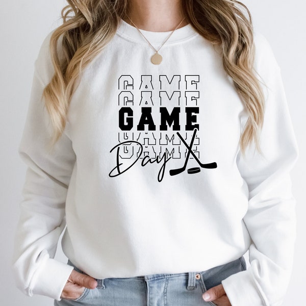 Hockey game day sweatshirt, game day shirt, mom hockey sweater, hockey sweatshirt, hockey gifts, hockey dad shirt, hockey mom gift