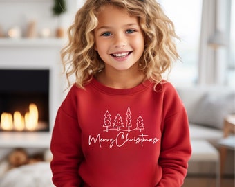 Frohe Weihnachten Sweatshirt, Kleinkind Weihnachten Pullover, Weihnachts-Shirts für Kinder, Mädchen Weihnachten Pullover, Mädchen Urlaub Shirt
