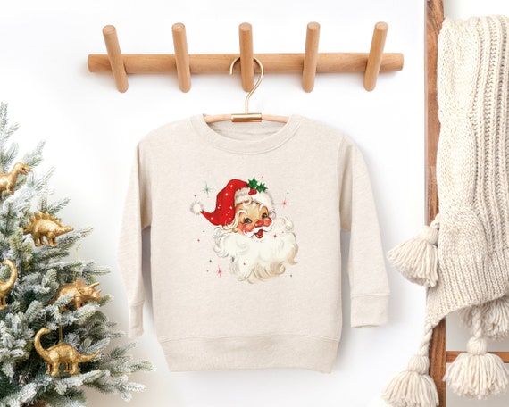 Retro Nikolaus Pullover, Vintage Weihnachtsmann Pullover, Mädchen