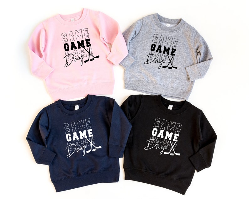 Hockey game day sweatshirt, hockey sweatshirt, toddler hockey sweater, youth hockey shirt, gift for hockey lover, hockey gift, kids hockey image 3