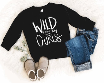 Bluza z kapturem Wild Like My Curls, bluza z kapturem dla dzieci, bluza z kręconymi włosami, bluza z kapturem Wild Child, zabawna koszulka dla dzieci