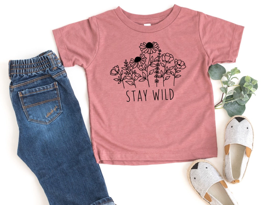 Kids Flower Shirt Girls Boho Tops Stay Wild Toddler Tshirt - Etsy