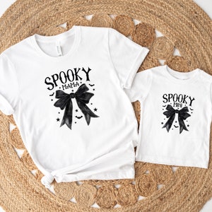 Mini-magliette spettrali per mamme spettrali, abbigliamento da civetta, maglietta per mamme di Halloween, mamma e mini, abbinamento di Halloween, magliette per mamma e me, maglietta spettrale