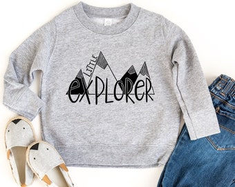 Little explorer, toddler sweatshirt, boys graphic tee, camping sweatshirt, sweater for kids, little girls shirt, nature tee, outdoors tshirt