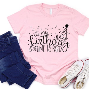 It’s my birthday time to party, kids birthday shirt, girls birthday shirt, boys birthday tshirt, girls birthday outfit, birthday boy shirt
