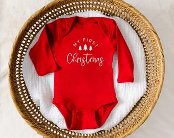 Mi primer body navideño, camiseta de bebé para la primera Navidad, primera Navidad del bebé, conjunto navideño para niña, conjunto navideño para niño
