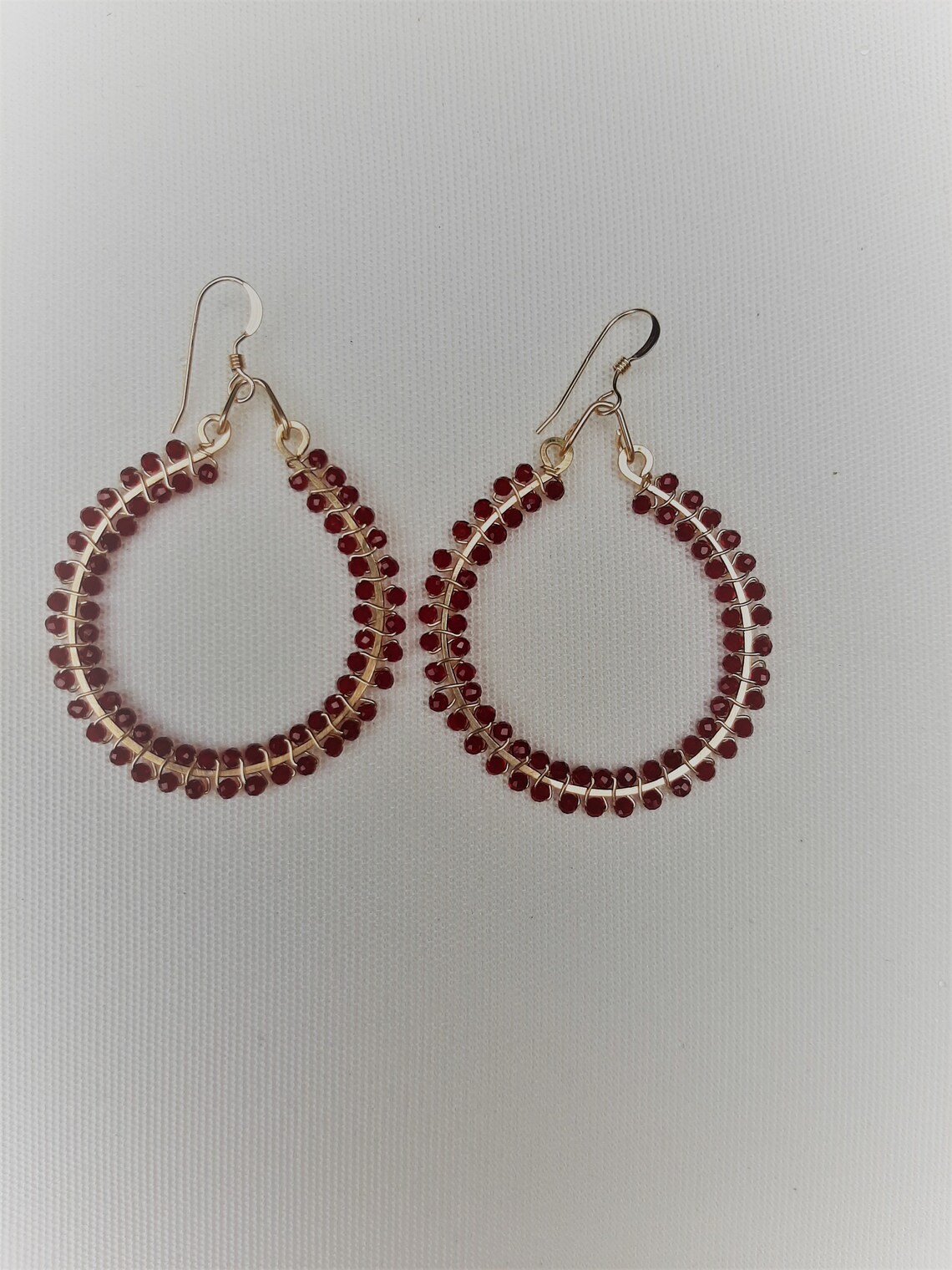 Red ruby double layered hoop earrings 14kt gold filled Etsy