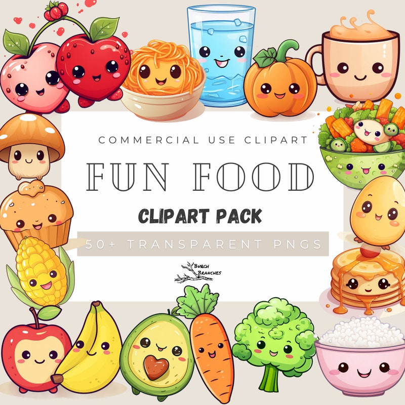 Kawaii Food Clipart - Etsy