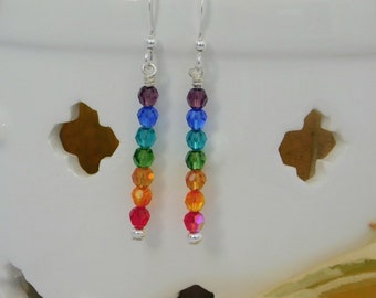 Balanced Chakras II is Created with Wire Wrapped High Quality Crystals Hanging on Sterling Silver Posts