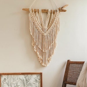 Macrame wall hanging - Driftwood macrame wall hanging - Wall decor - Wall art - Boho style decor - Neutral boho decor - Fiber art