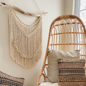 Macrame wall hanging - Driftwood macrame wall hanging - Wall decor - Wall art - Boho style decor - Neutral boho decor - Fiber art