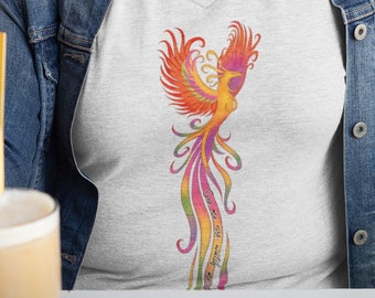 Rising Phoenix See Me Rise Watch Me Thrive, Fiery Phoenix, Short-Sleeve T-Shirt Women's short sleeve t-shirtWomen’s recycled v-neck t-shirt