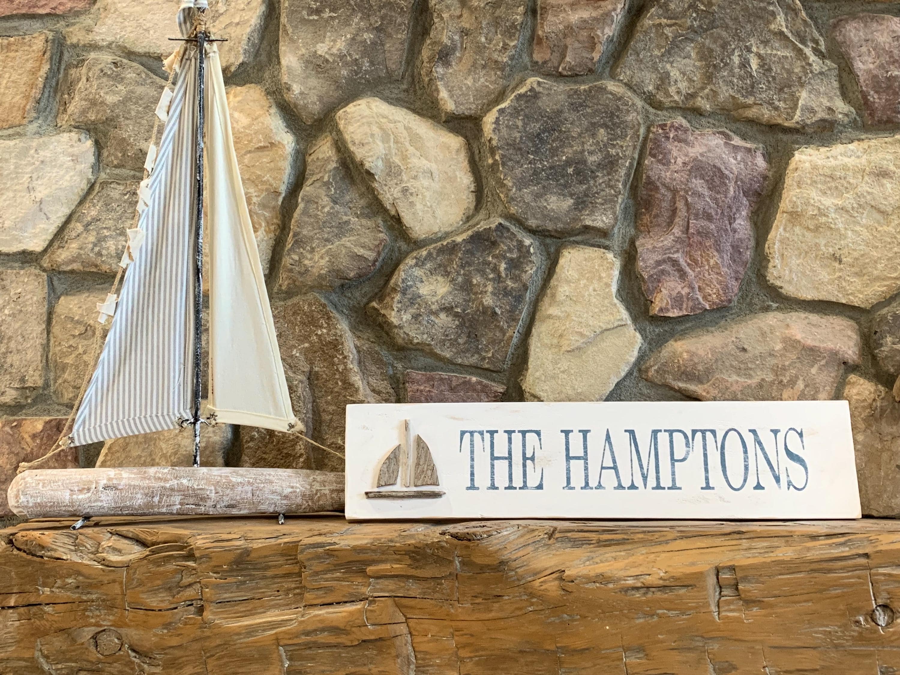 Rustic Long Island NY Town Hamptons Sign Handmade Distressed 24” X 5.5 ...