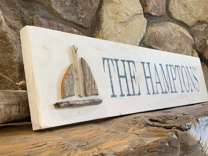 Rustic Long Island NY Town Hamptons Sign Handmade Distressed 24” X 5.5 ...