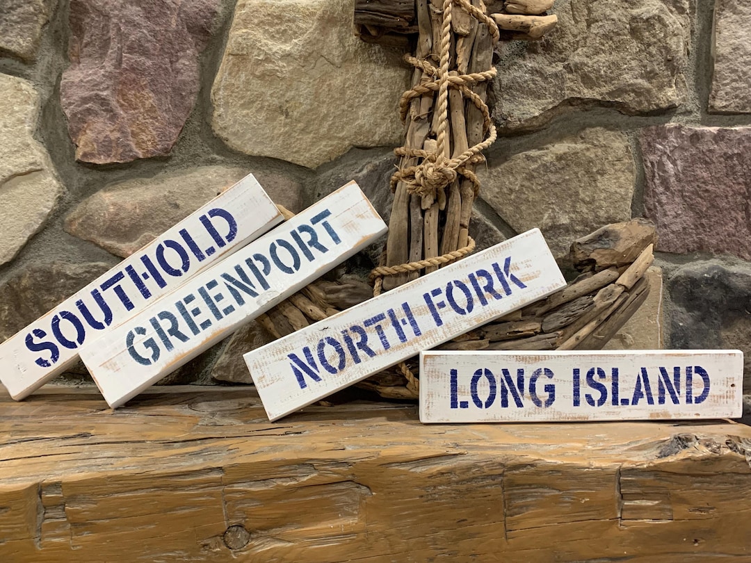 Small Rustic Long Island NY Town Sign Handmade Distressed 13” X 3 ...