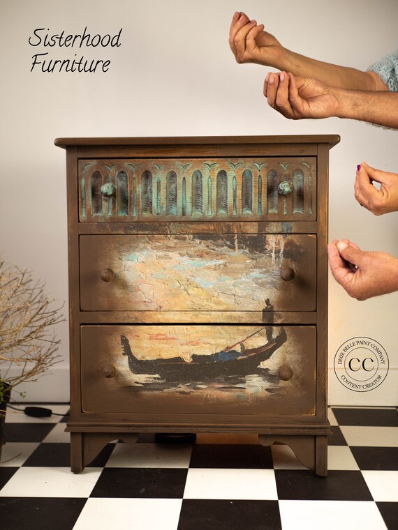 Gondola Upcycled Hand Painted Wooden Bedside Etsy UK