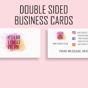 Personalised Business Cards Double Sided Custom Name Logo Small Business Review Thank you