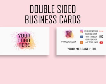 Personalised Business Cards Double Sided Custom Name Logo Small Business Review Thank you