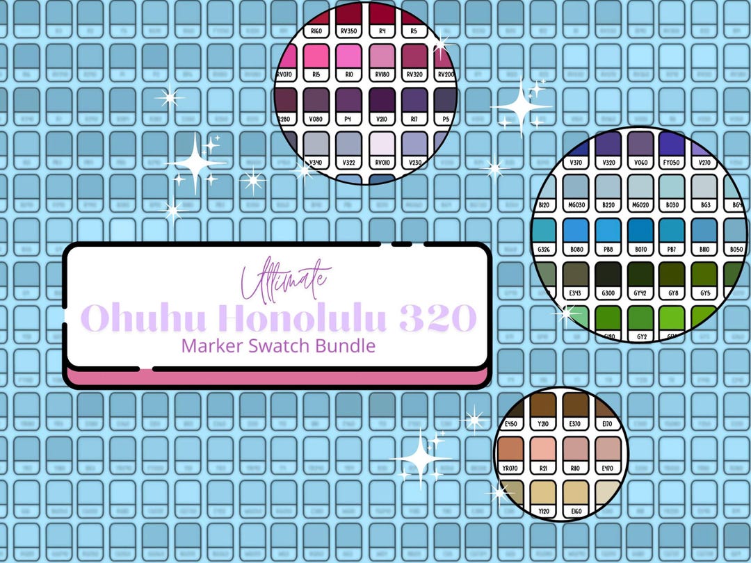 Ohuhu 320 Swatch Sheets | Alcohol Markers Swatch Chart