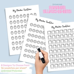 Jolies feuilles d&#39;échantillons de marqueurs |  Audacieux et facile pour Ohuhu, Copic, Chen Rui, nuancier de marqueurs d&#39;alcool