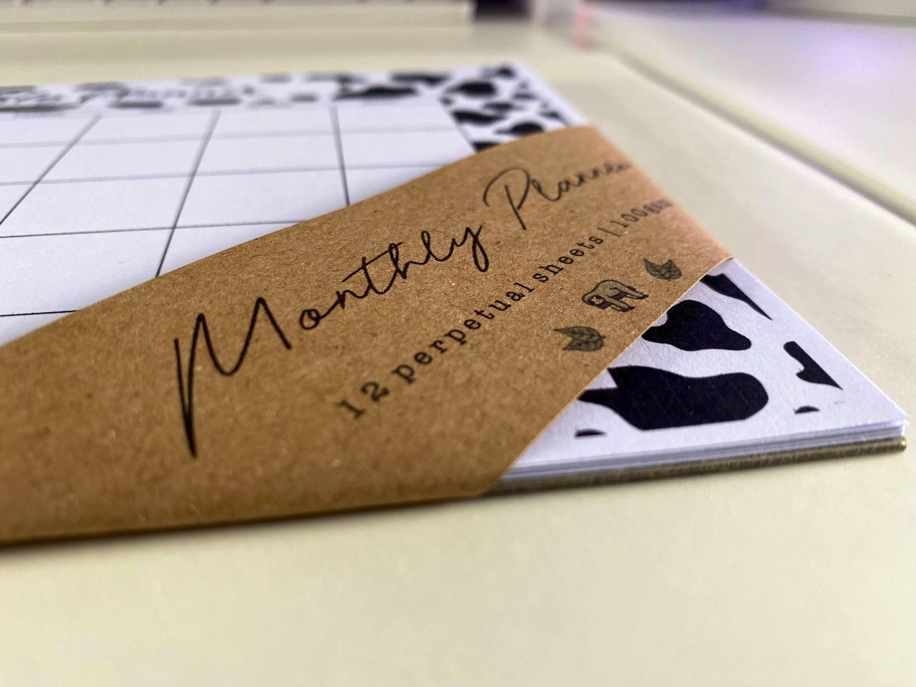 Cow Print Monthly Planner Perpetual Calendar Desk Etsy