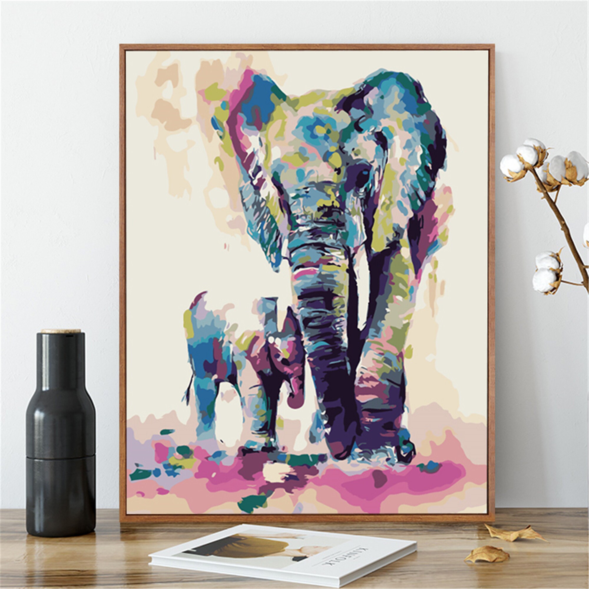 Colorful Elephant Paint By Number KitPaint By Number Etsy