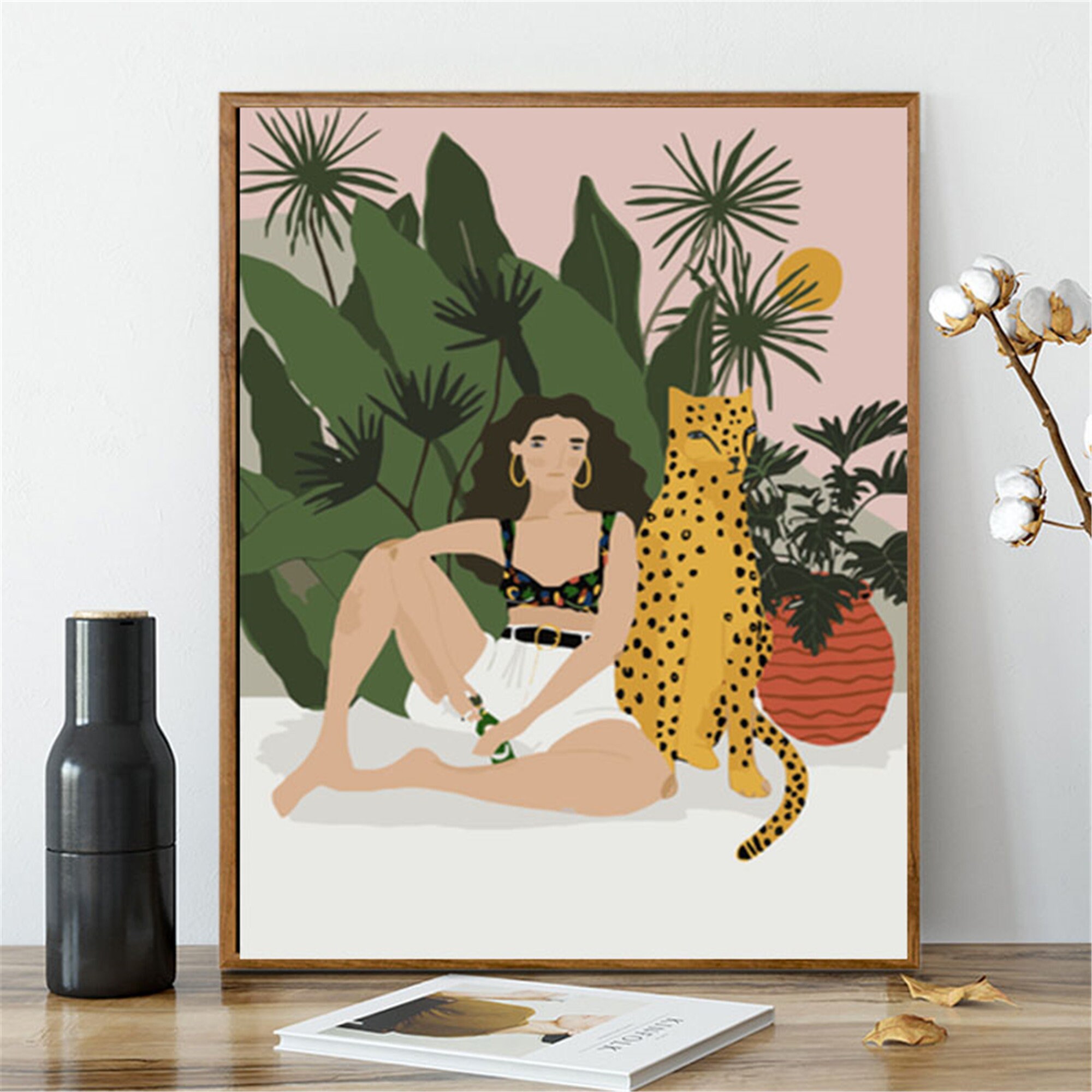 Girl Flower Plant Paint By Number KitModern Paint by Number Etsy