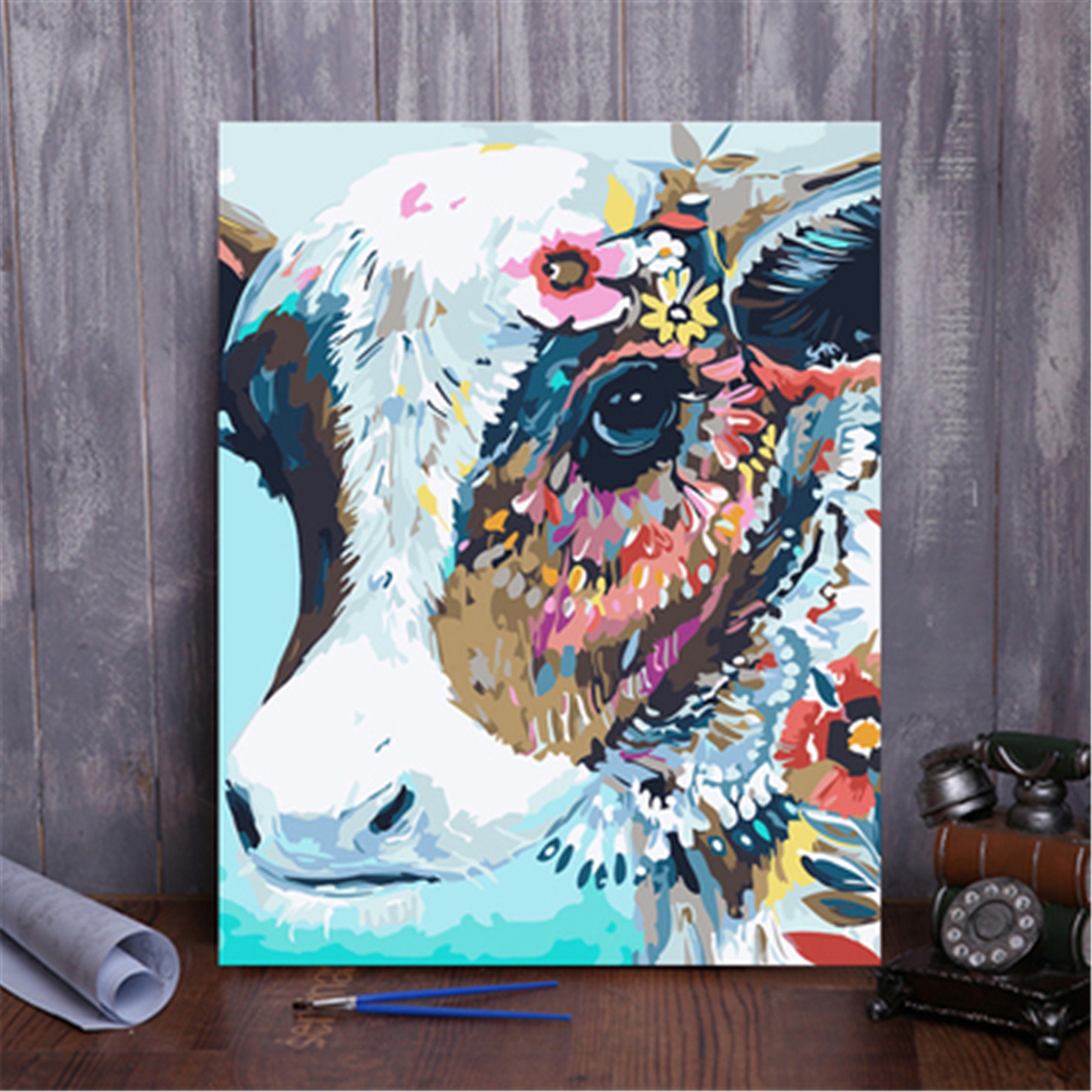 Colorful Cow Paint By Number KitPaint By Number KitDIY Etsy