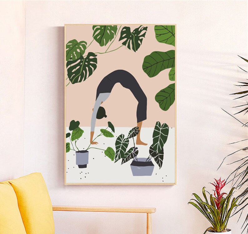 Modern Girl Yoga Paint by Number KitGirl And Plant Paint By Etsy