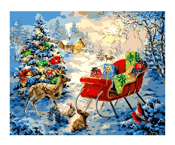 Christmas Paint By Number KitDIY Paint By Number KitWithout | Etsy