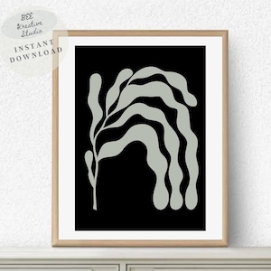 Henri Matisse Cut-Out Botanical Print | Exhibition Poster | Matisse Floral Art Print | Black and White Neutral Abstract Printable Wall Art