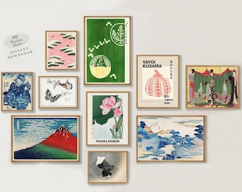 Japanische Galerie Wand Kunst 10er-Set Plus 3 Bonus Print Japanischer Vintage Kunstdruck Galeriewand Japan Poster Bundle Japanisches Wandkunst-Dekor