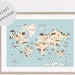 Kids Animals World Map Art Print, Educational Poster, Nursery Map Décor ...
