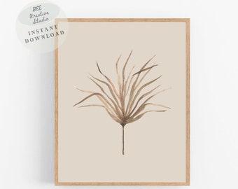 Boho botanische Blatt Kunstdruck | Neutral Erdtöne (Digitaler Download)