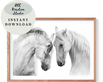 Impresión fotográfica de caballos salvajes, arte equino de granja (descarga digital)