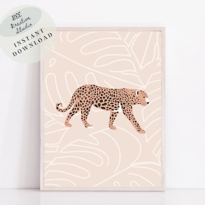 Boho Leopard Big Cat Print Cheetah Feline Wall Art Leopard Print Mid Century Wild Cat Leopard Boho Wall Decor Jungle Animal Leopard Print