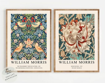 William Morris Floral Print Set, Vintage Art Nouveau (Digital Download)