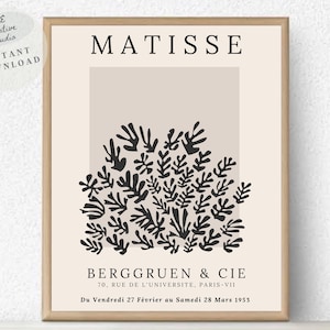 Henri Matisse Cut Out Floral Print | La Gerbe Exhibition Poster | The Sheaf Batanical Vintage Artwork | Black Neutral Abstract Wall Art