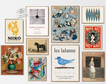 Eklektische Galerie Wand Kunst Druck Set, Vintage Künstler Poster (Digitaler Download)