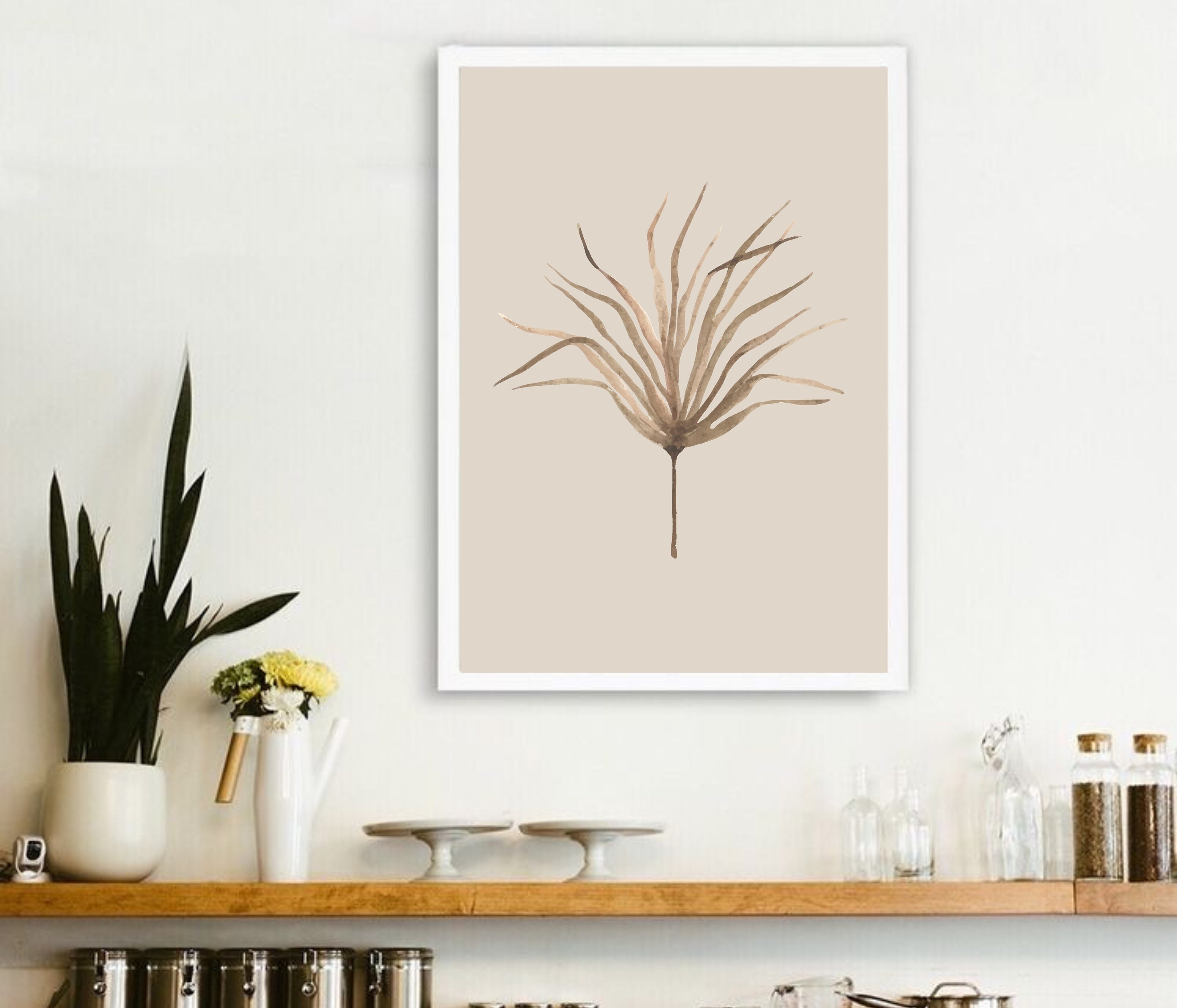 Mid Century Botanical Leaf Art Print | Minimal Leaf Print | Modern ...