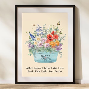 Personalized Birth Month Flower Bouquet Grandma's Garden Print