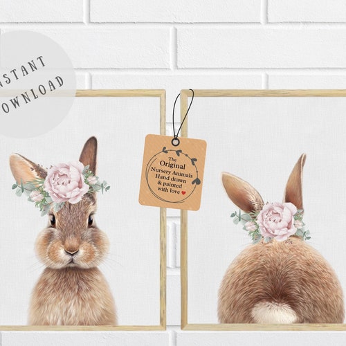 Nursery Wall Art Decor Bunny Rabbit Nursery Animal Prints Etsy