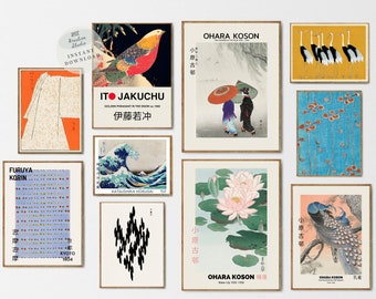 Japanische Galerie Wand Kunst Set: Vintage Holzschnitte (Digitaler Download)