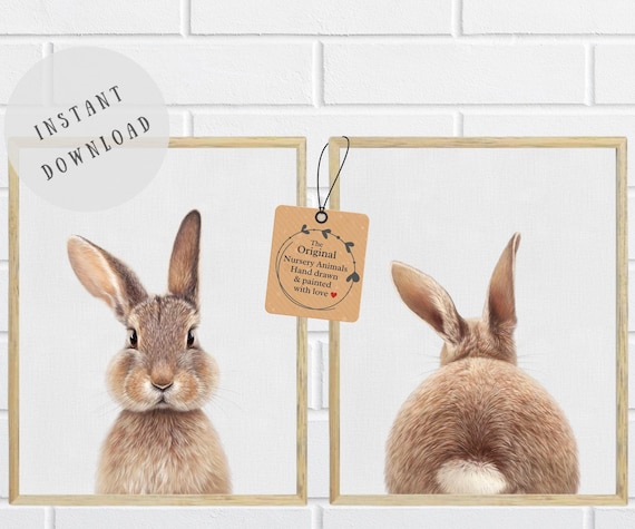 BUNNY WALL ART Rabbit Art Print Set of 2 Nursery Room - Etsy