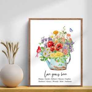Personalized Birth Month Flower Bouquet Grandma's Garden Print