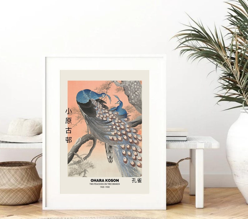 Ohara Koson Two Peacocks on Tree Branch Vintage Japanese Wall Art ...