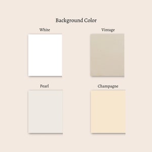 May include: Four color swatches showing different background colors for a design project. The colors are white, vintage, pearl, and champagne.