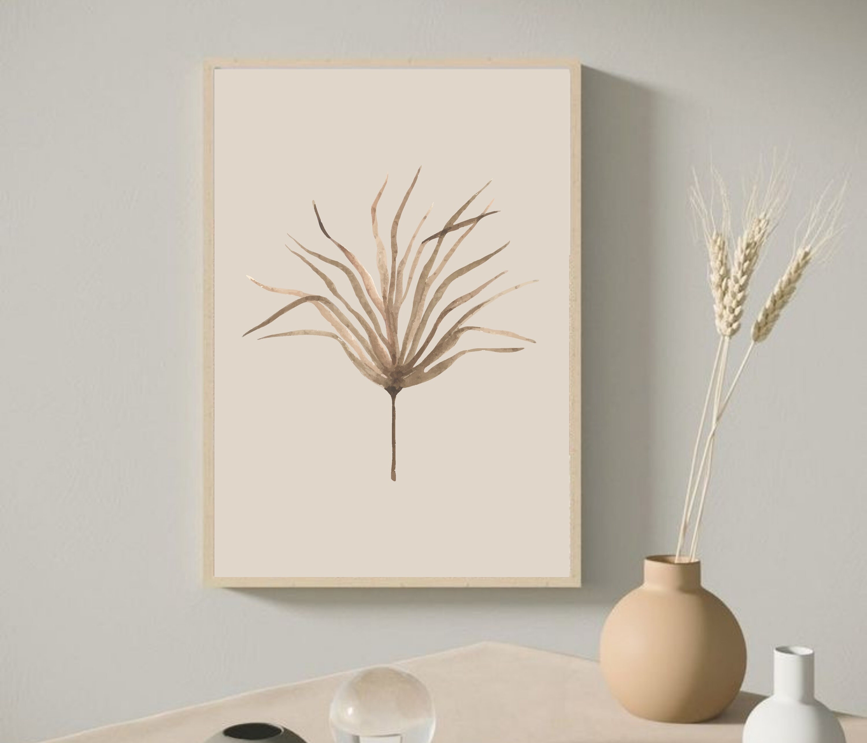 Mid Century Botanical Leaf Art Print | Minimal Leaf Print | Modern ...