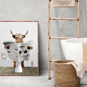 Highland cow bathroom wall art