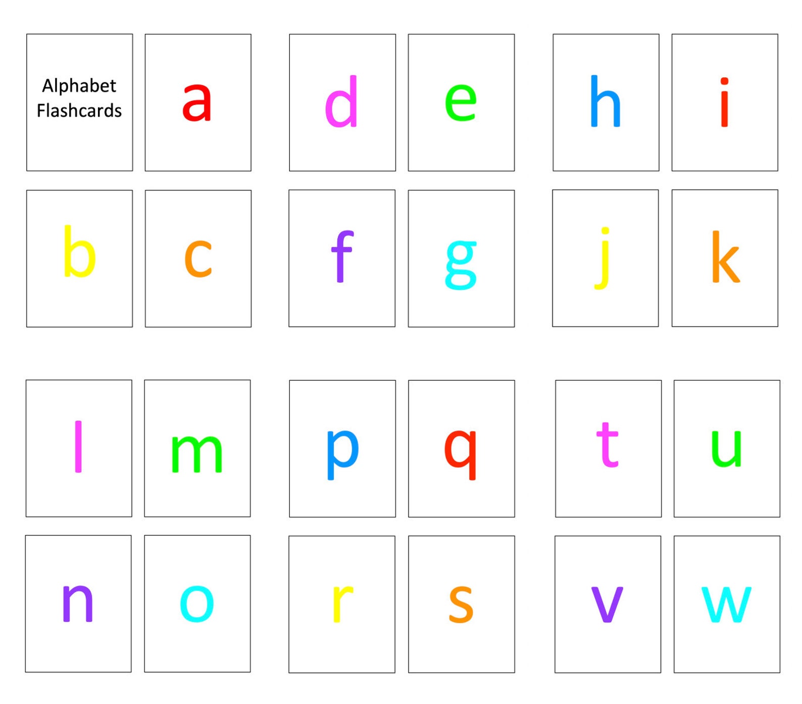 Bright Lowercase Alphabet Flashcards Etsy